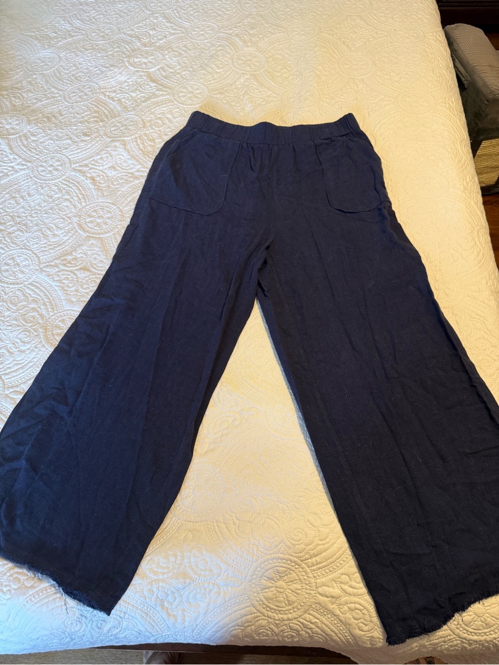 fun 2 fun Navy Wide-Leg Linen-Blend Pants AND Sleeveless Top